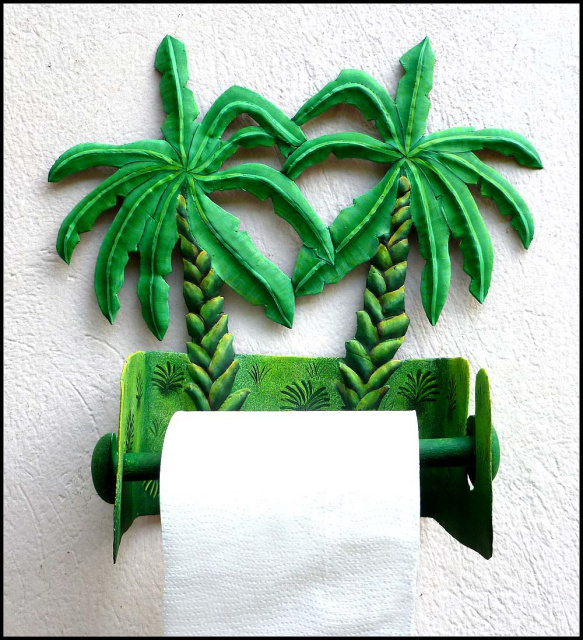 Painted metal toilet paper holder - banana tree